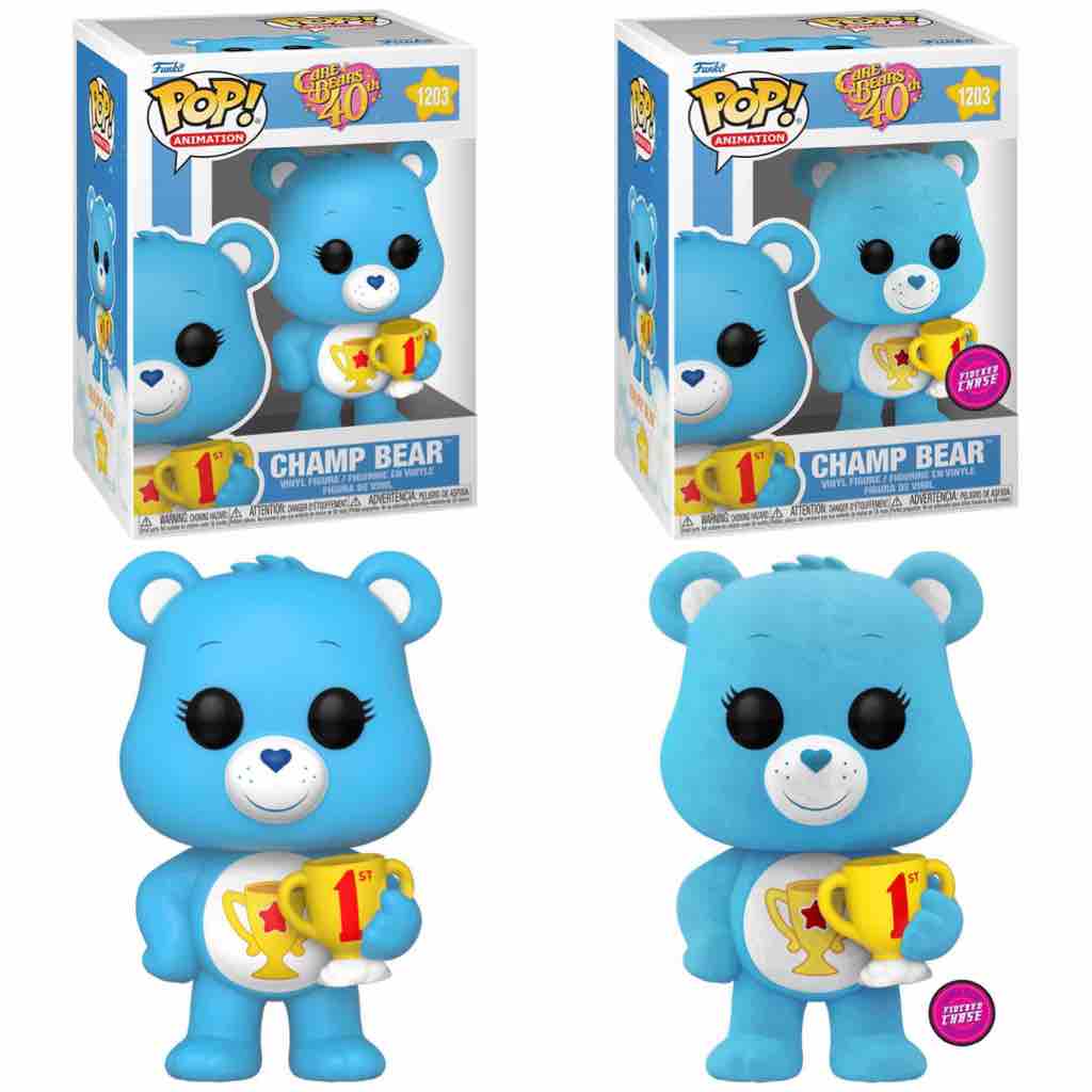 FUNKO POP! Osos Amorosos (Care Bears 40th Anniversary) Champ Bear Flocked  CHASE Limited Edition (1203)