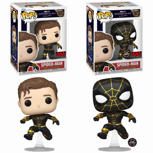 Funko Pop! Spider-Man: No Way Home - Unmasked Spider-Man Black Suit - AAA Anime Exclusive (Chase Bundle)