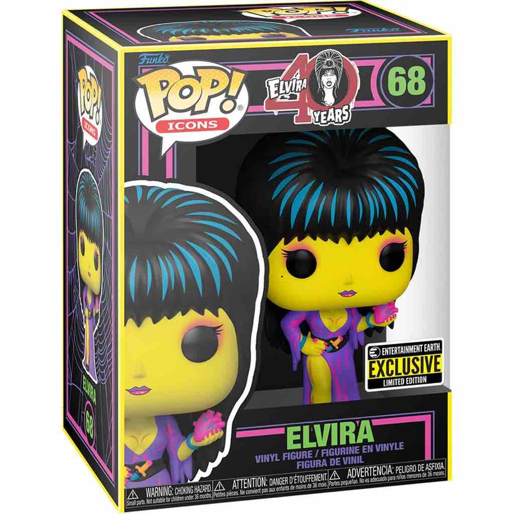 Funko Pop! Icons: Elvira 40th Anniversary - Elvira Blacklight - Entertainment Earth Exclusive